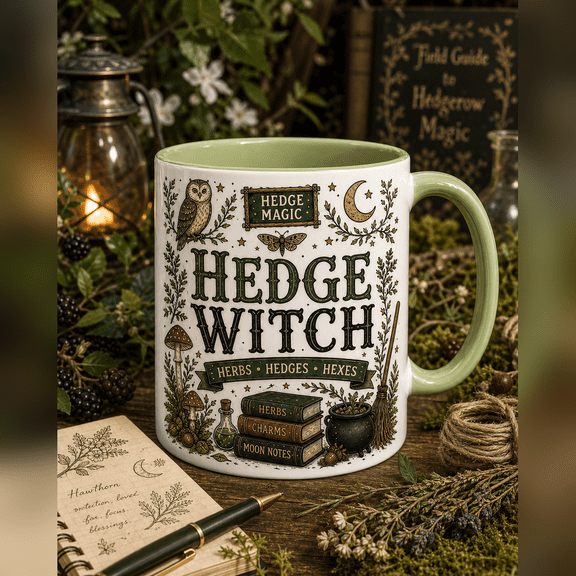 Coffee Mug Hedge Witch Ceramic Tea and Coffee Cup for Herbal Magic Gift