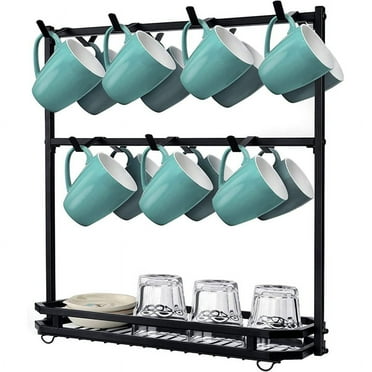 HOT! Coffee Mug Holder Kitchen Storage Hook Cabinet Decor Sign Cup Rack Useful Wine Glass HangerPunch-Free Shelf