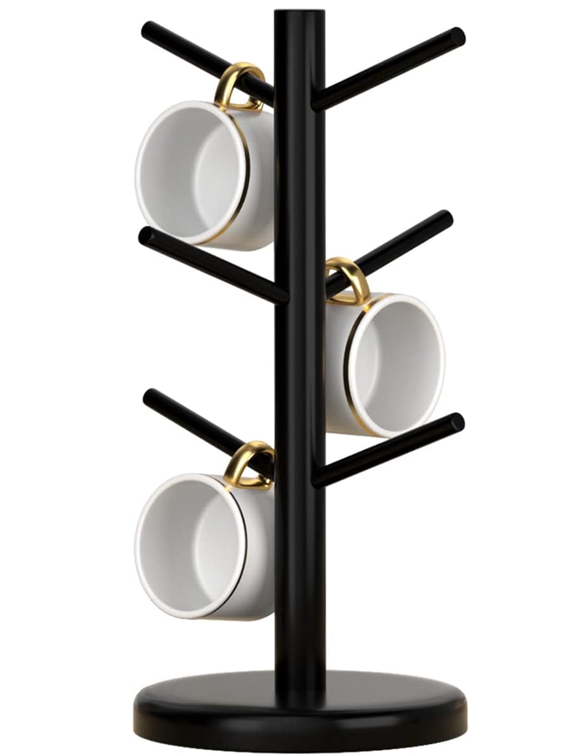 Coffee Mug Holder Tree,Coffee Bar Organizer,Coffee Cup Holder with 6 Hooks,Wood Coffee Mug Rack for Counter,Black