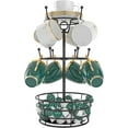 thumbnail image 1 of Coffee Mug Holder Tree Stand - Rotatable Metal Coffee Mug Rack Holder, 3 Tiers Coffee Cup Holder for Mug Hooks with Cup Pods & Saucer Basket Storage for Bar Kitchen Counter, Black, 1 of 7