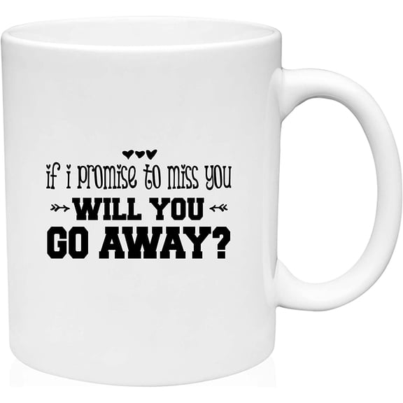 Coffee Mug If Promise To Miss You Will You Go Away Funny Sarcasm Rude Humor White Coffee Mug Funny Gift Cup