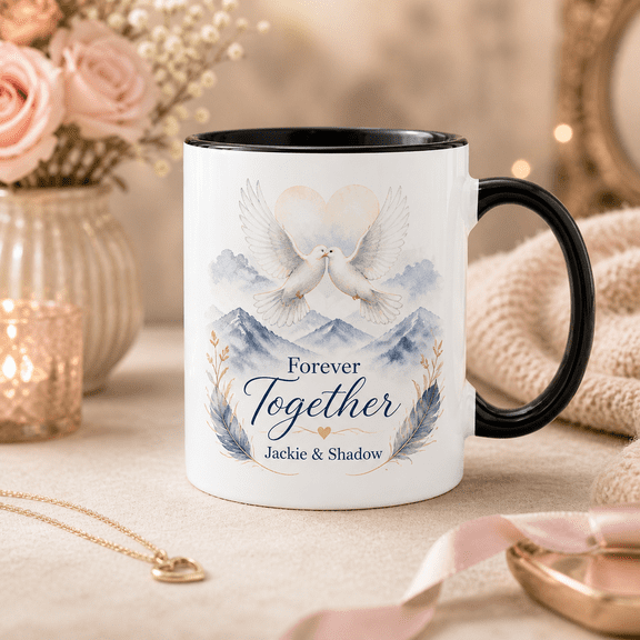 Coffee Mug Jackie and Shadow Forever Together Memorial Ceramic Drinkware for Eagle Lovers