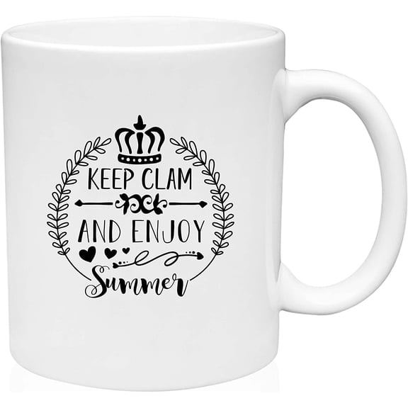 Coffee Mug Keep Calm and Enjoy Summer Season Hot Weather White Coffee Mug Funny Gift Cup