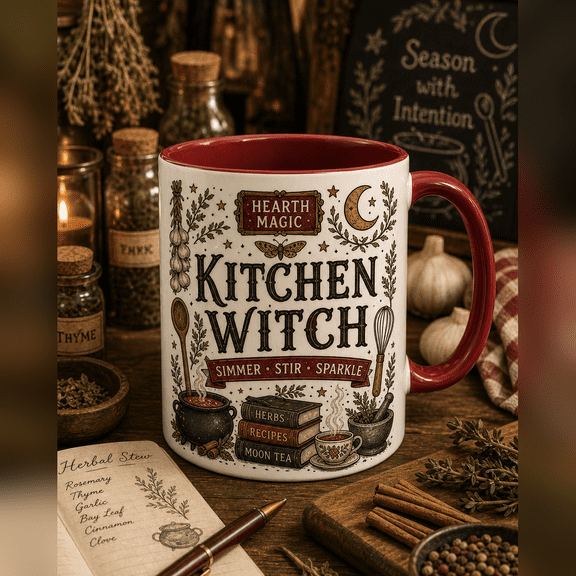 Coffee Mug Kitchen Witch Ceramic Drinkware for Coffee and Tea Lovers