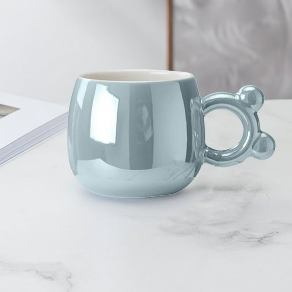 Coffee Mug Large Capacity Ceramic Breakfast Oatmeal Milk Tea Cup Instant Noodles Bowl Exquisite Mug Girl High-value Bear Ear Water Cup Luxury Novelty Gifts Best For Your Friends,320ml