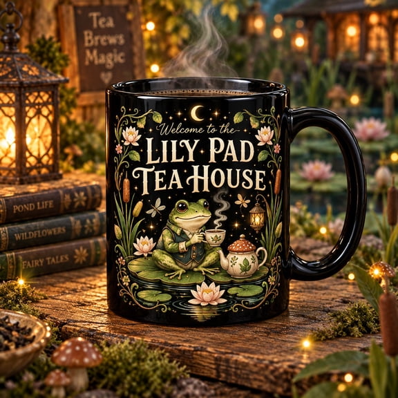 Coffee Mug, Lily Pad Tea House Frog Whimsical Design