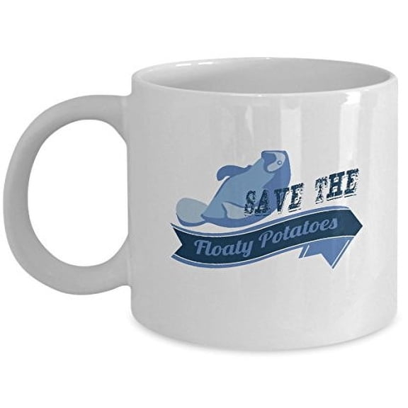 Manatee 11 oz Coffee Mug - Save The Floaty Potatoes White Ceramic Gift