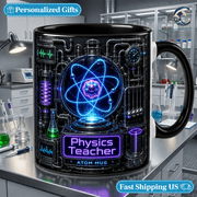 Coffee Mug Neon Atom Physics Lab Graphic Desk Cup for Physics Teacher Gift