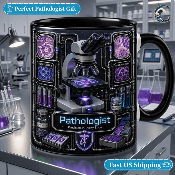 Coffee Mug Pathologist Microscope Lab Graphic for Desk Coffee Breaks, Gift for Scientists