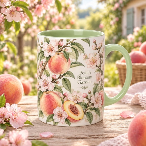Coffee Mug Peach Blossom Floral Drinkware Gift for Garden Lovers