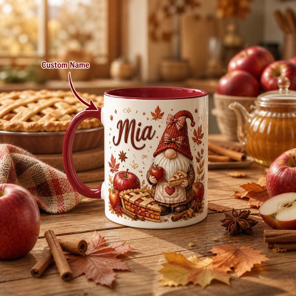 Coffee Mug Personalized Apple Pie Fall Design for Hot Drinks, Fall Baking Gift