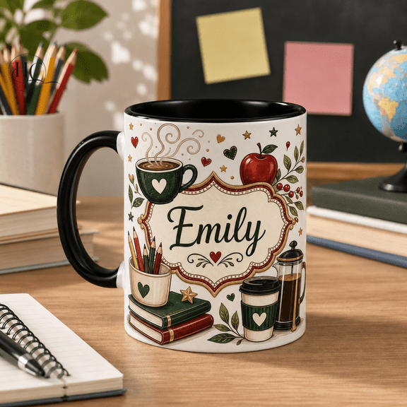 Coffee Mug Personalized Coffee Teach Repeat Ceramic for Desk Teacher Gift