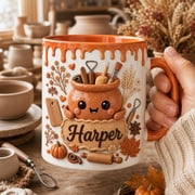 Coffee Mug Personalized Fall Pottery Character Ceramic for Morning Coffee Gift for Pottery Lovers