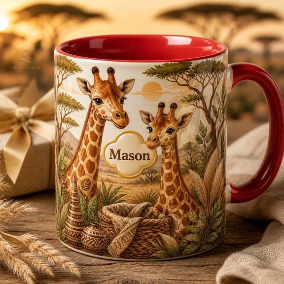 Coffee Mug Personalized Giraffe Safari Ceramic Cup for Morning Coffee Gift for Animal Lovers