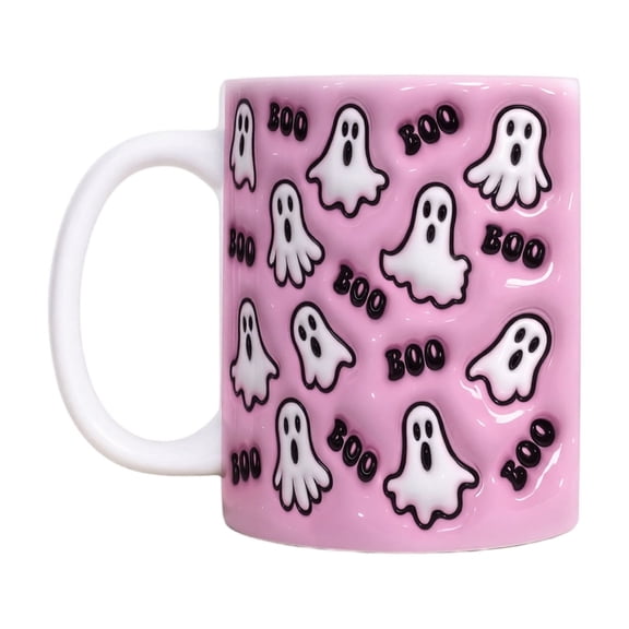 Coffee Mug Pink Ceramic Spooky Ghost Halloween Single Count for Parties and Home Use