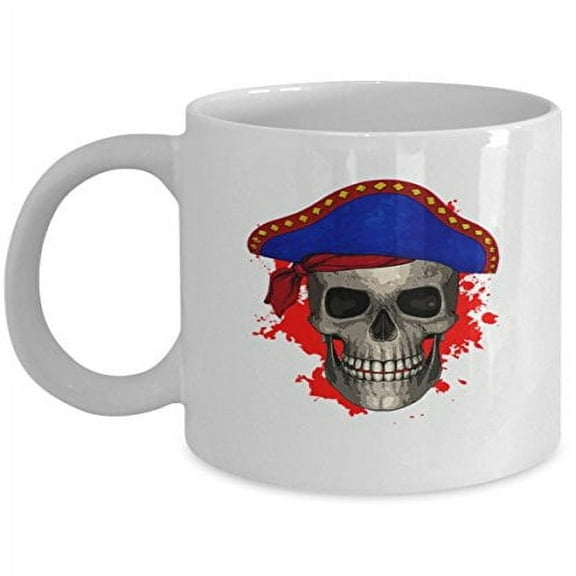 Pirate 11 oz Coffee Mug - Skull Gift Ideas White Ceramic