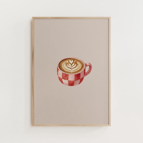 Coffee Mug Print Coffee Wall Art Kitchen Coffee Poster, Unframed Canvas 8x10in