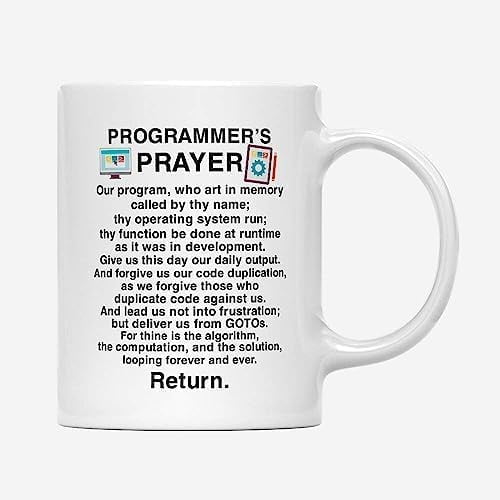 Coffee Mug Programmer Coffee Mug - Funny Programmers Prayer Software Engineer - Present for Friends, Women, Men - Funny Coffee Mugs, Tea Cup Rovy16 186599 11 Oz White Ceramic Coffee Mug 093446