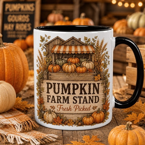 Coffee Mug Pumpkin Farm Stand Ceramic Cup for Fall Coffee Lovers