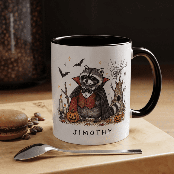 Coffee Mug Raccoon Dracula Ceramic Drinkware for Halloween Coffee Lovers