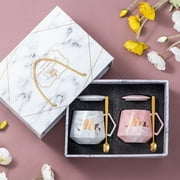 Coffee Mug Set, Perfect Wedding Gifts for Couples, and Anniversary Presents, Ceramic Marble 12.5 oz
