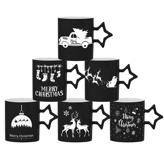 Coffee Mug Set Set Of 6 Largesized 14 Ounce Christmas Theme Ceramic Coffee Mugs