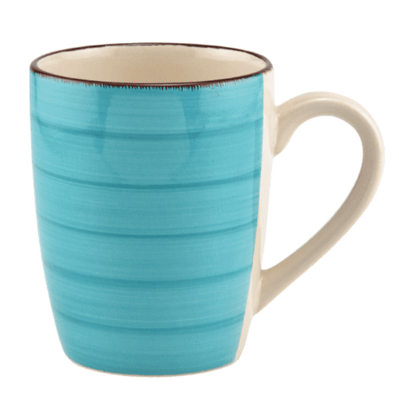 Coffee Mug Set of 2 Turquoise Swirl Stoneware Mugs, 12 oz. for Tea, Cappuccino, Latte, Coffee, Cocoa - Teal Blue