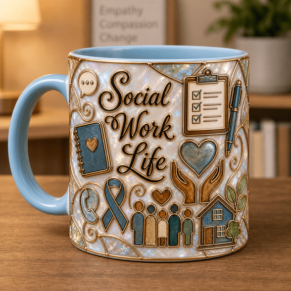 Coffee Mug Social Work Life Ceramic Office Desk Gift for Social Workers