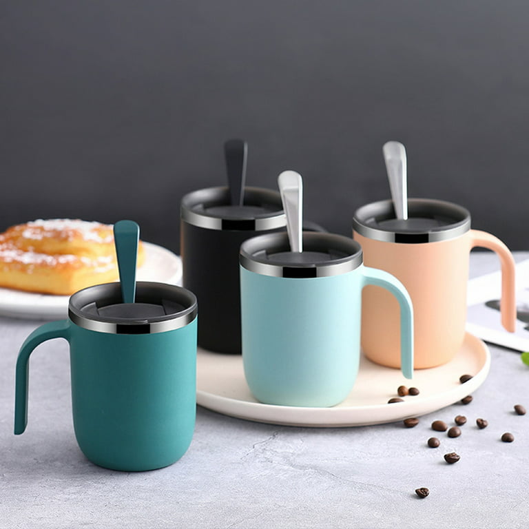Coffee Mug, Stainless Steel Coffee Mug，Insulated Coffee Mug With Handle,  Stainless Steel Coffee Mug With Lid, Coffee Thermos Outdoor，Black