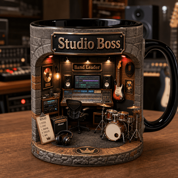 Coffee Mug Studio Boss Recording Theme Desk Drinkware for Music Boss Gift