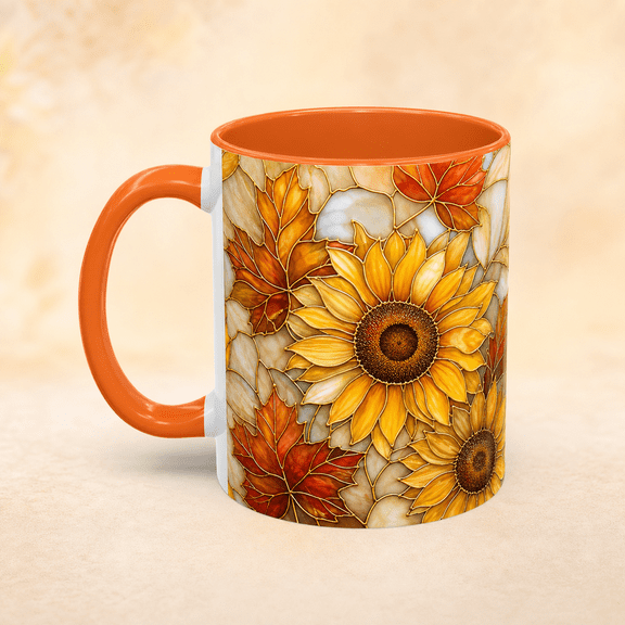 Coffee Mug Sunflower Autumn Leaves for Coffee and Tea Fall Gift