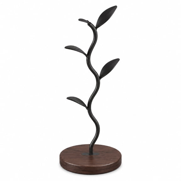 sunaoming Coffee Mug Tree, 4-Hook Solid Wood Base Countertop Mug Holder