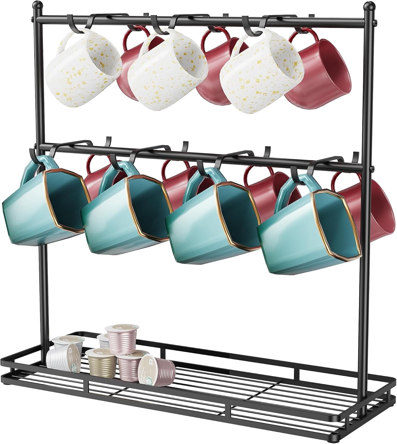 Jxcoch Coffee Mug Tree Rack, 14-Hook with Storage Shelf - Walmart.com
