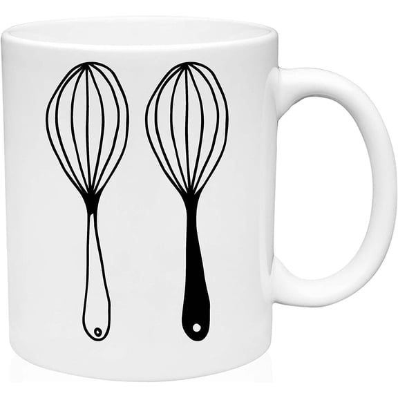 Coffee Mug Two Whisks Utensils Kitchen Chef Life Foodie Cooking White Coffee Mug Funny Gift Cup
