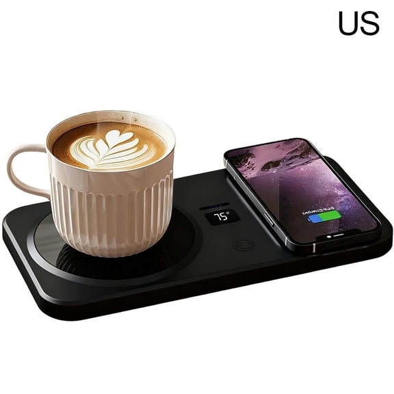Coffee Mug Warmer,2 in 1 Phone Wireless Charger Drink Heating,3 Heat Settings,Temperature Controlled, 8H Auto Off,Candle Warmer,USB Heating Coaster W-armer With Touch Tech for Coffee, Milk and Tea
