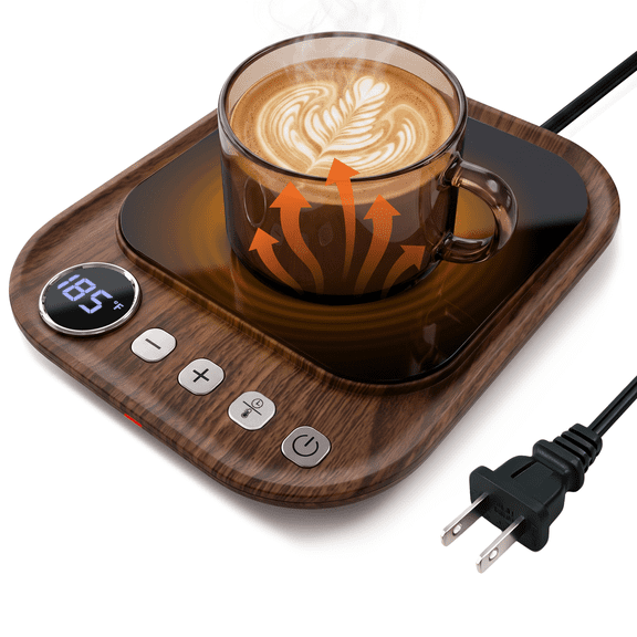Coffee Mug Warmer, 30W Electric Cup Warmer for Desk with 8H Auto Shut Off, 10 Temperature Settings (105°F-185°F) & 1-24H Timer, Beverage Warmer for Heating Coffee, Milk, Tea and Hot Chocolate