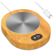 Coffee Mug Warmer, Abs Smart Beverage Cup Warmer, Battery Operated Candle Warmer Plate, 55-65 c Tea Cup Warmer, USB Rechargeable, Wood Style Warmer Plate, Touch Control Coffee Heater for Tea Coffee