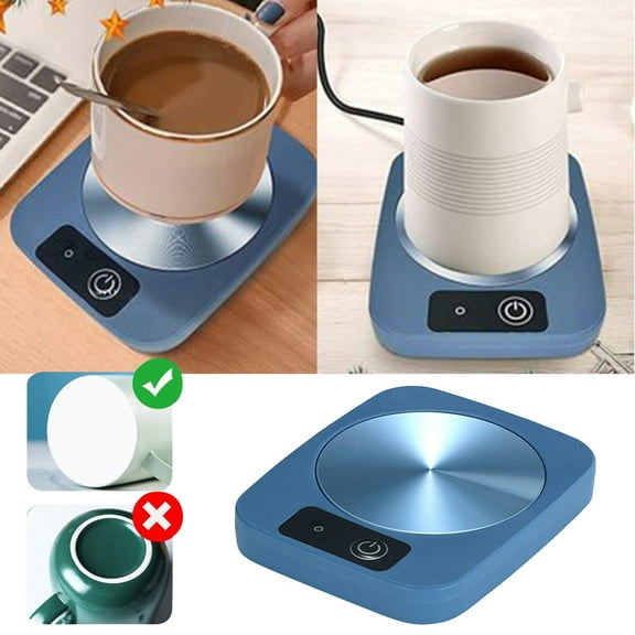 Coffee Mug Warmer Coaster for Desk, Office & Home, Aluminum & ABS Panel, Keeps Coffee, Tea, Cocoa, Milk, Candle, and Food Warm, Safe and Reliable, Blue coffee cup warmer