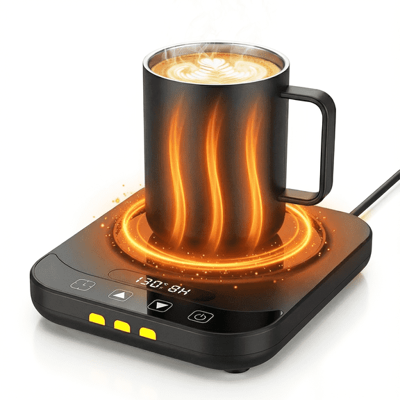 Coffee Mug Warmer, Electric Coffee Warmer for Desk with Auto Shut Off, Timer Function& 9 Temp Settings, Smart Cup Warmer for Heating Tea, Candle(Black)