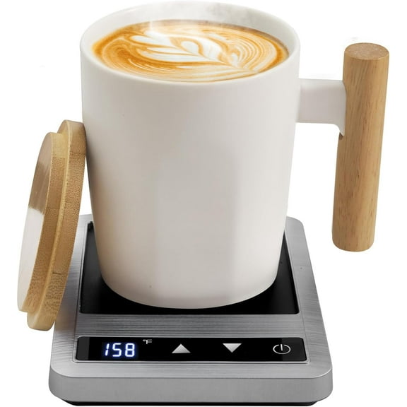 Coffee Mug Warmer & Mug Set 2025, Heated Cup for Desk with Temperature Control and   Shut Off, 14oz