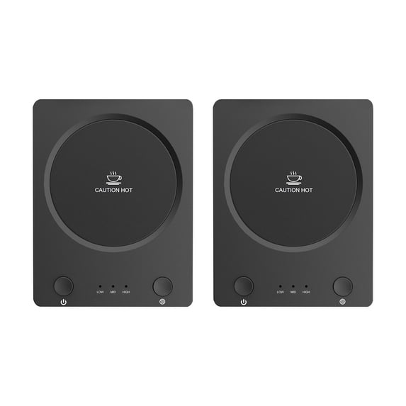 SEALON SLM03 Electric Coffee Mug Warmer (Black, 2-Pack) - 3-Temperature Desk Cup Warmer with Auto Shut-Off (4 Hours) for Heating Coffee, Tea, Milk & Beverages