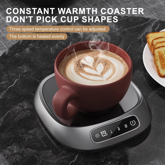 Coffee Mug Warmer,Smart USB Beverage Heater with 3 Temperature Settings Auto Shut Off 1-8H Timer,Rapid Heating Panel Keeps Drinks Hot,Ideal for Desk,Office,Home Use or Gift Giving 193-Gray