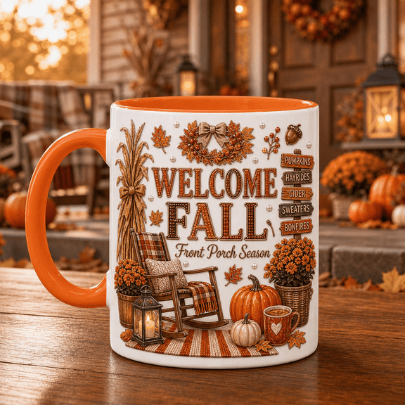 Coffee Mug Welcome Fall Ceramic for Morning Coffee Thanksgiving Gift