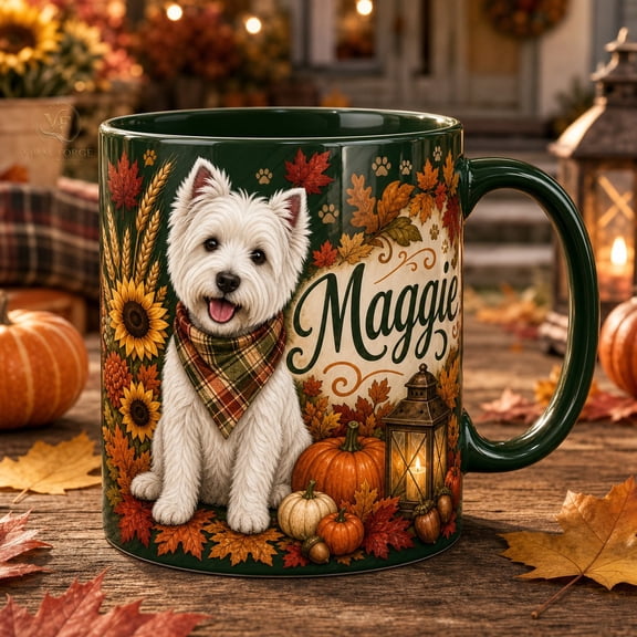 Coffee Mug West Highland White Terrier Ceramic Fall Drink Cup for Dog Lovers