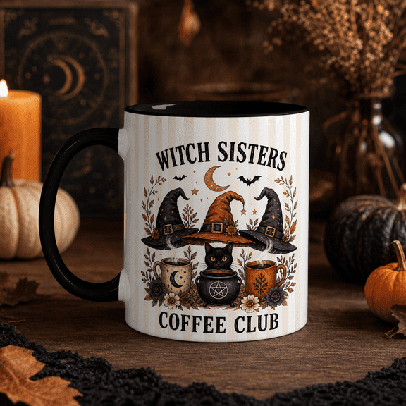 Coffee Mug Witch Sisters Halloween Ceramic for Morning Coffee Halloween Lovers