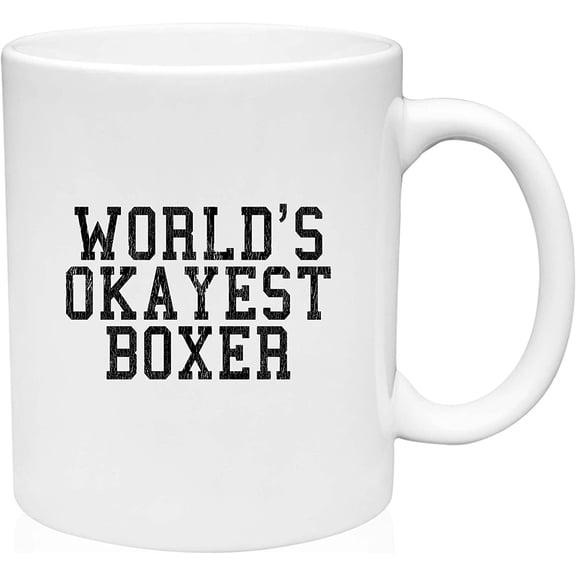 Coffee Mug World's Okayest Boxer Boxing Fighting Training White Coffee Mug Funny Gift Cup