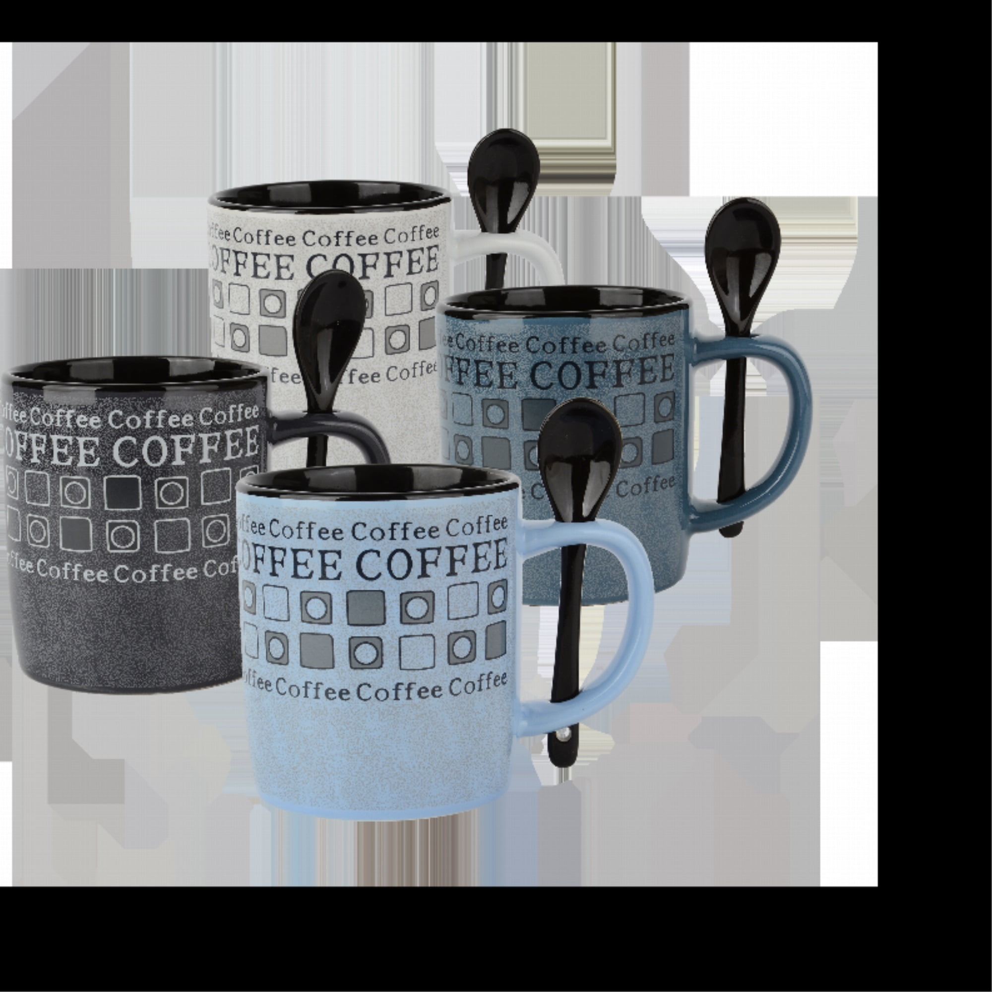 Coffee Mug and Spoon Set (8 Pieces 4 Mugs + 4 Spoons)