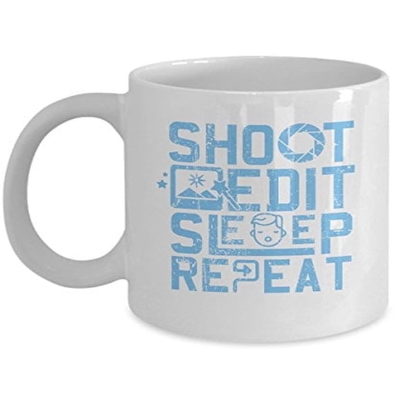 Photographers 11 oz Coffee Mug - Shot Edit Sleep Repeat White Ceramic Gift
