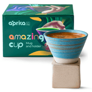 Coffee Mug with Base Cone Funnel Shaped Retro Ceramic Mug Pottery Tea Cup Japanese Latte Unique Porcelain Coffee Cup - Christmas Gift - 6.8 oz/200ml