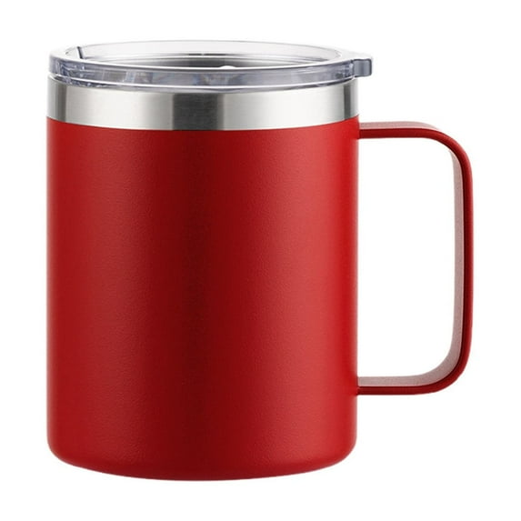 Coffee Mug with Handle,14oz Insulated Stainless Steel Coffee Travel Mug,Double Wall Vacuum Reusable Coffee Cup with Lid(Red)